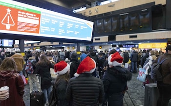 Christmas travellers at Euston station in London