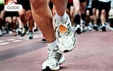man's feet running
