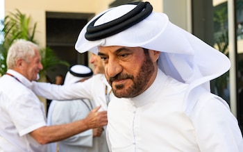 Mohammed Ben Sulayem walks in the paddock during the F1 Grand Prix of Abu Dhabi at Yas Marina Circuit on December 8, 2024