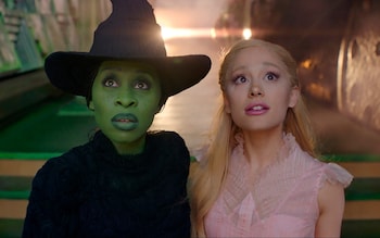 Cynthia Erivo, left, and Ariana Grande in the Golden Globe-nominated film Wicked
